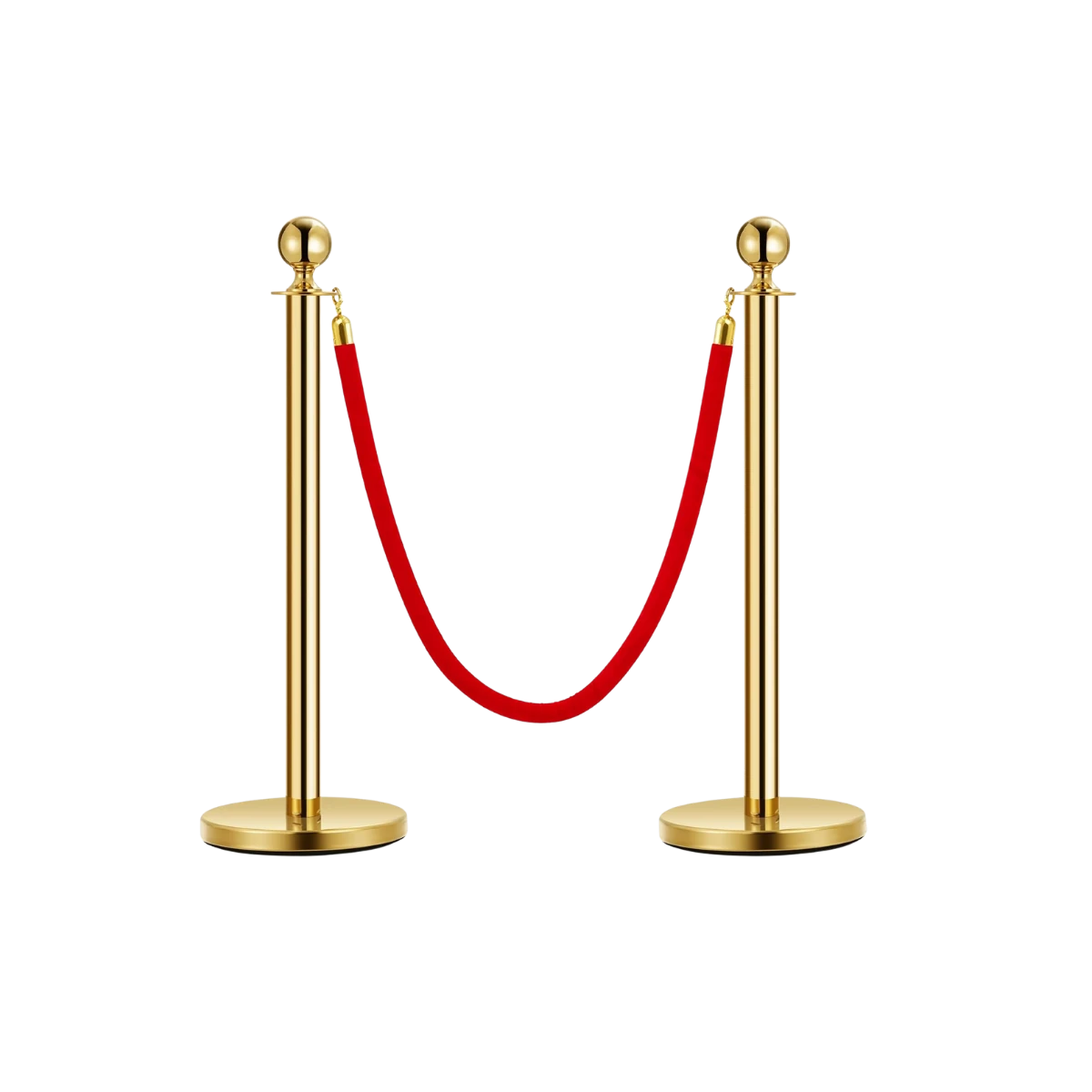 Two gold posts joined by a red velvet rope
